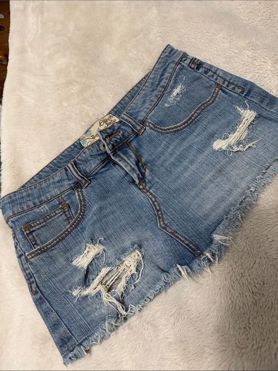 Celebrity Pink Dresses & Skirts - Vintage Celebrity Pink | Y2K Light Blue Distressed Denim Mini Skirt | 7